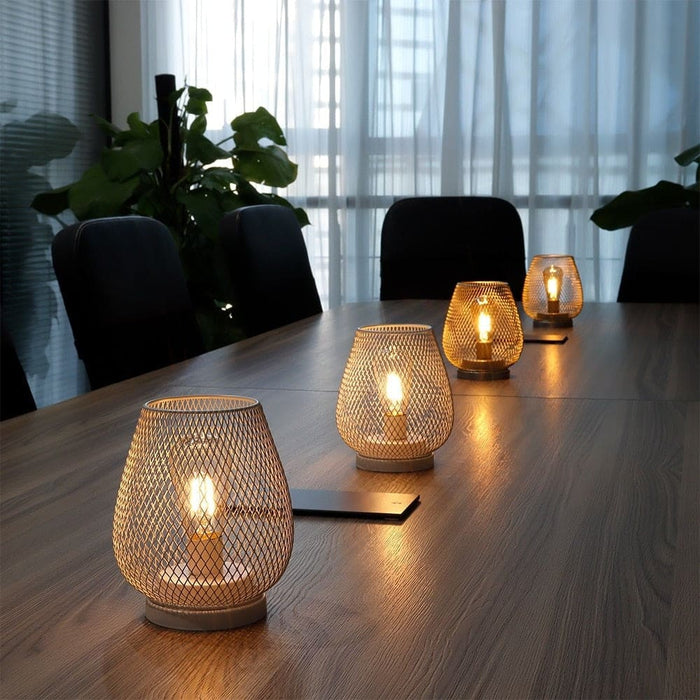 2pcs Metal Battery Operated Table Lamp With Led Edison Bulb