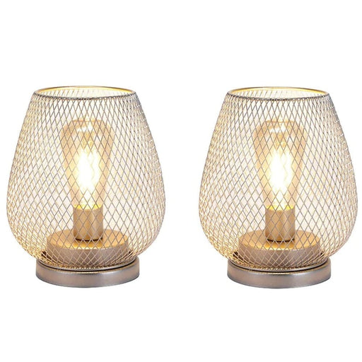 2pcs Metal Battery Operated Table Lamp With Led Edison Bulb