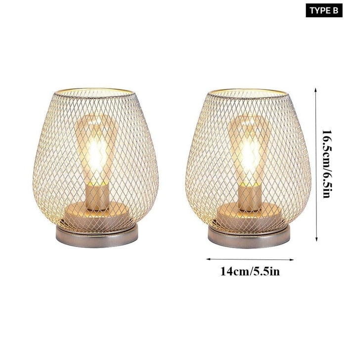 2pcs Metal Battery Operated Table Lamp With Led Edison Bulb