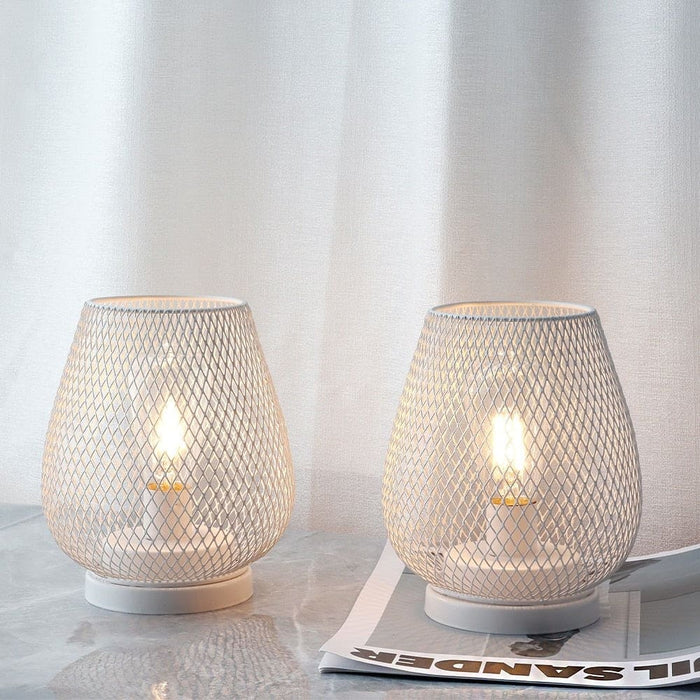 2pcs Metal Battery Operated Table Lamp With Led Edison Bulb