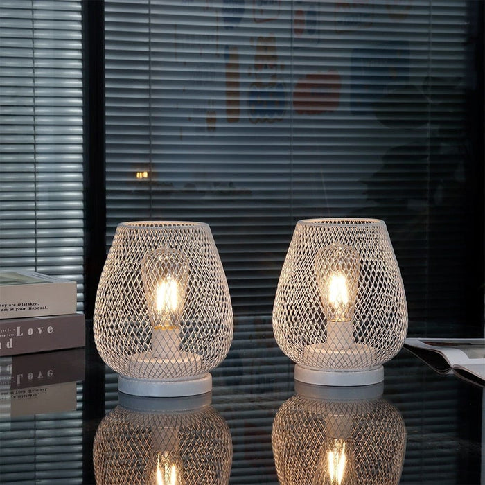 2pcs Metal Battery Operated Table Lamp With Led Edison Bulb