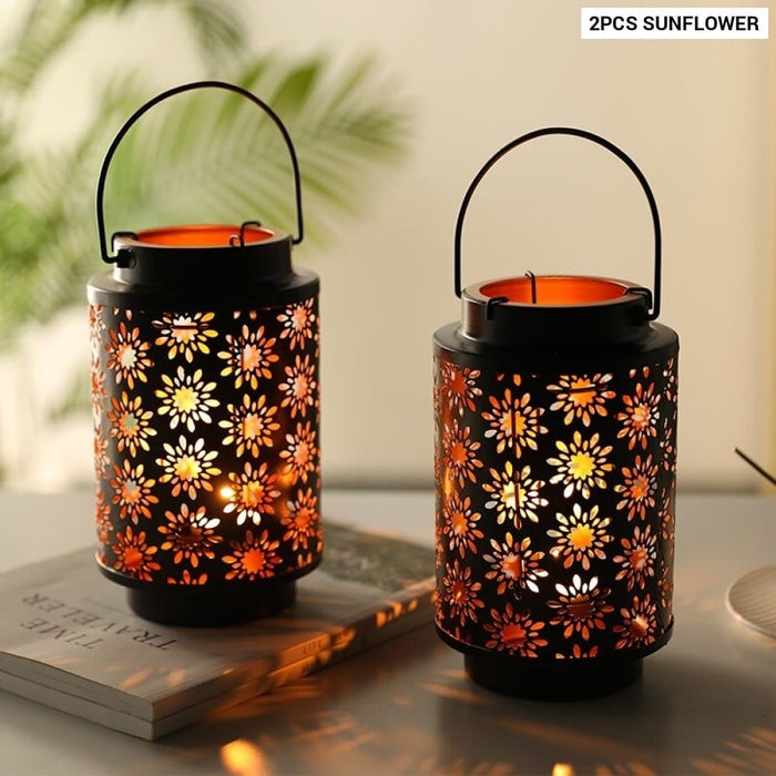 2pcs Metal Hanging Candle Holder Lanterns with Handle