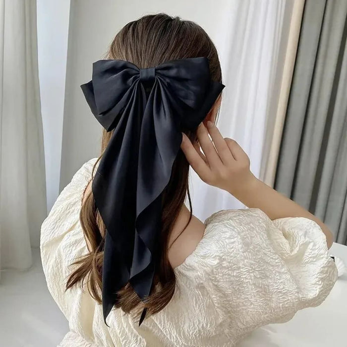 2pcs Satin Bow Hair Clips Elegant Spring Pins for Girls