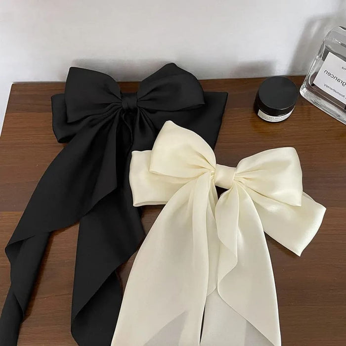 2pcs Satin Bow Hair Clips Elegant Spring Pins for Girls