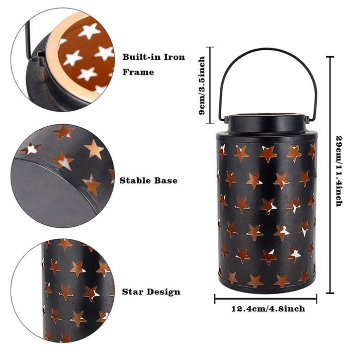 2pcs Star Hollow Candle Holder with Handle for Home Decor