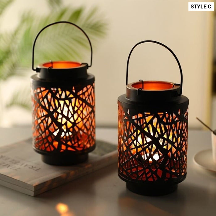 2pcs Star Hollow Candle Holder with Handle for Home Decor