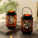 2pcs Star Hollow Candle Holder with Handle for Home Decor