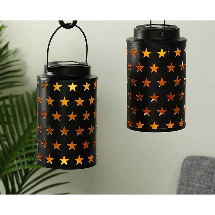 2pcs Star Hollow Candle Holder with Handle for Home Decor