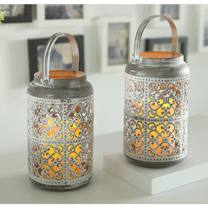 2pcs Vintage Flameless Led Candle Holders For Home Decor