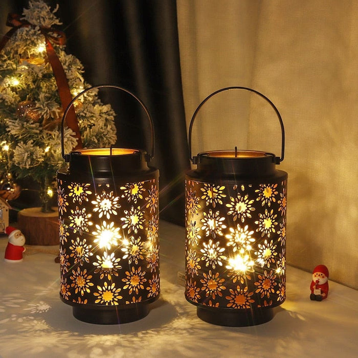 2pcs Vintage Flower Pattern Candle Holder Lanterns