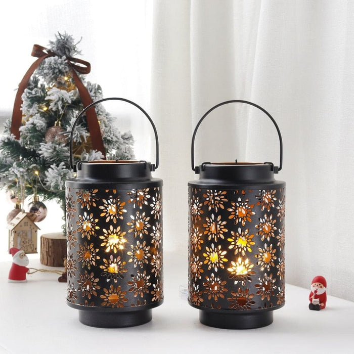 2pcs Vintage Flower Pattern Candle Holder Lanterns