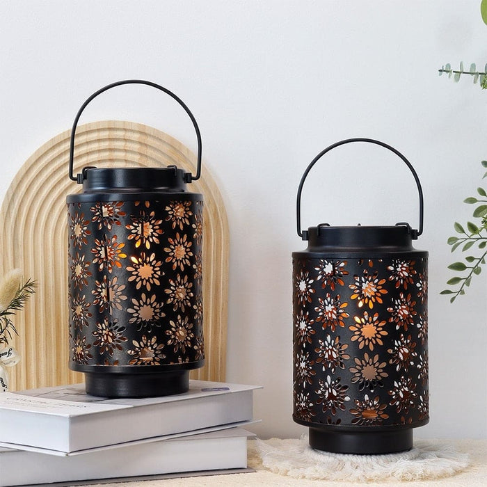2pcs Vintage Flower Pattern Candle Holder Lanterns