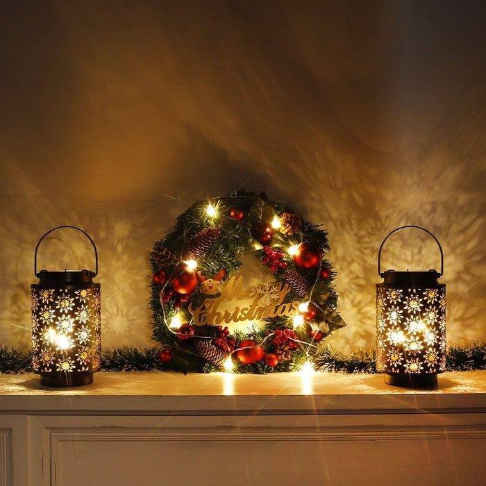 2pcs Vintage Flower Pattern Candle Holder Lanterns