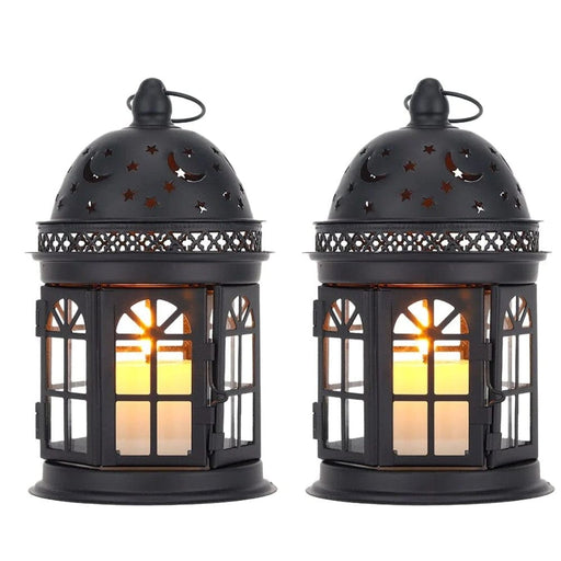 2pcs Vintage Metal Candle Hanging Lantern for Home Decor