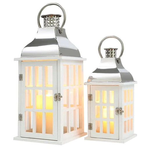 2pcs Wooden Hanging Candle Lantern With Stainless Steel