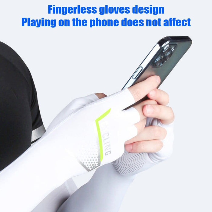 2pcs/pair Anti-uv Ice Silk Cooling Arm Sleeves with Finger