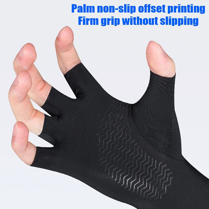 2pcs/pair Anti-uv Ice Silk Cooling Arm Sleeves with Finger