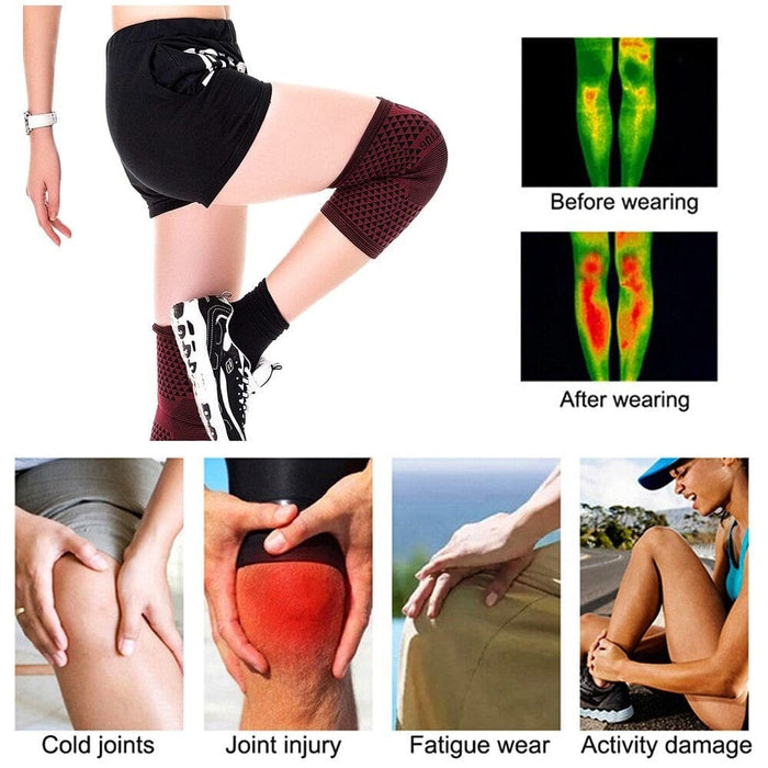 2pcs/pair High Elastic Tourmaline Magnetic Warm Knee Pads