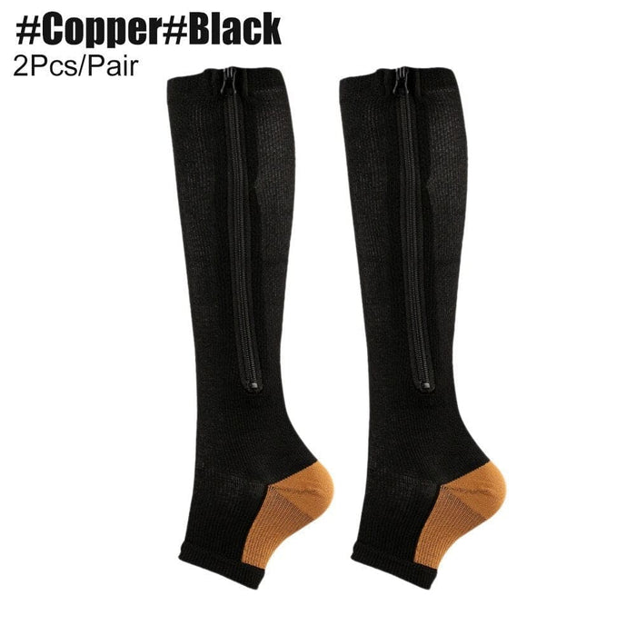 2pcs/pair Zipper Compression Open Toe Stockings for Women