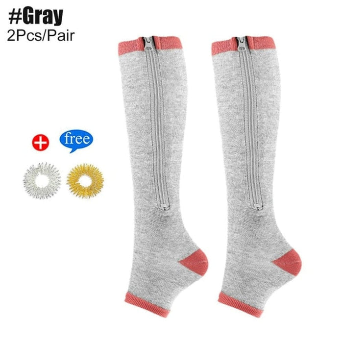 2pcs/pair Zipper Compression Skin Protection Open Toe Socks