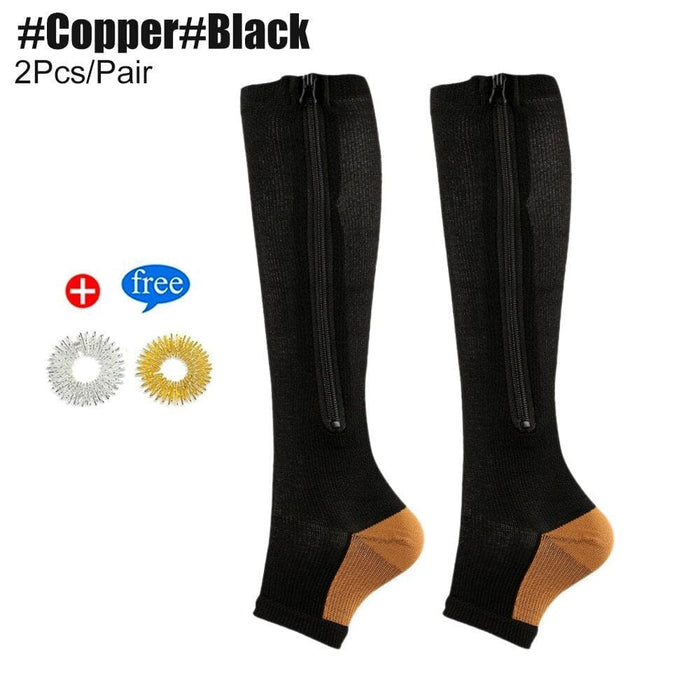 2pcs/pair Zipper Compression Skin Protection Open Toe Socks