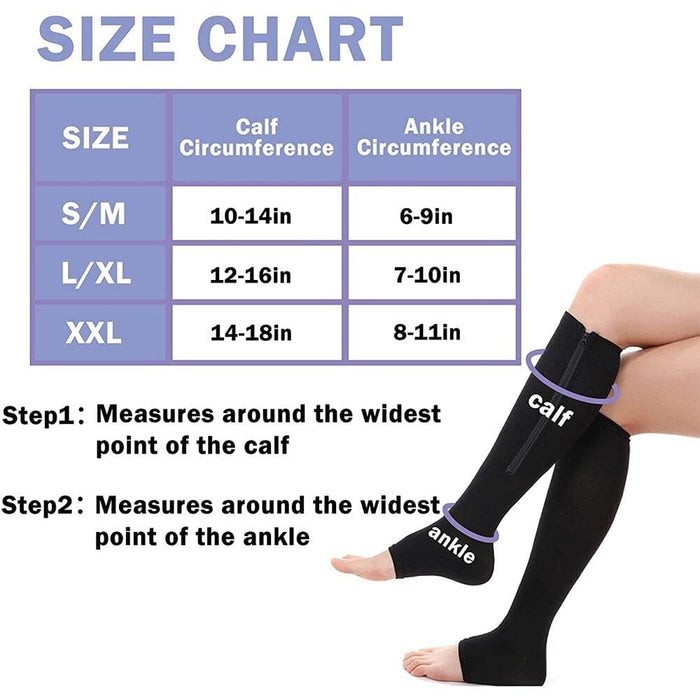 2pcs/pair Zipper Compression Skin Protection Open Toe Socks