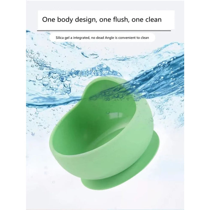 2pcs/set Silicone Waterproof Suction Bowl with Spoon