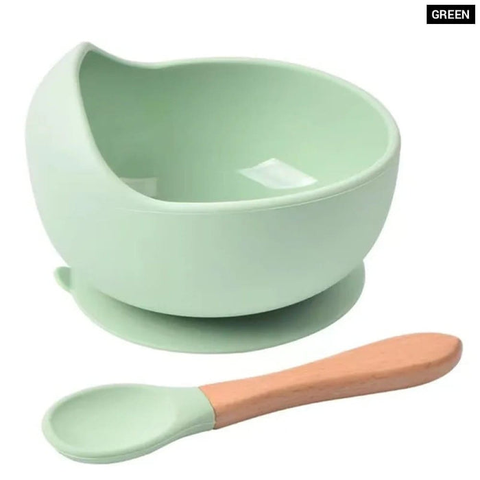 2pcs/set Silicone Waterproof Suction Bowl with Spoon