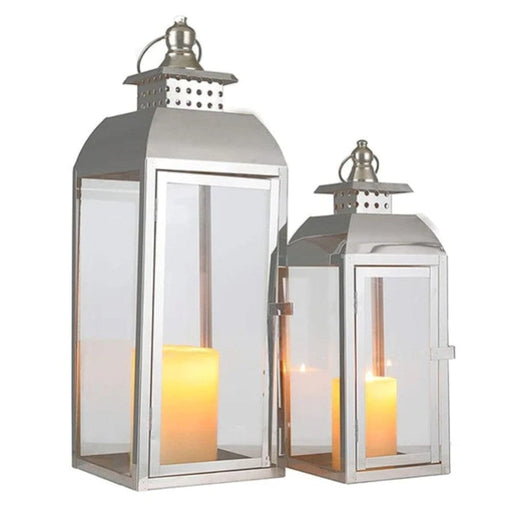2pcs/set Stainless Steel Candle Holder Lantern With Handle