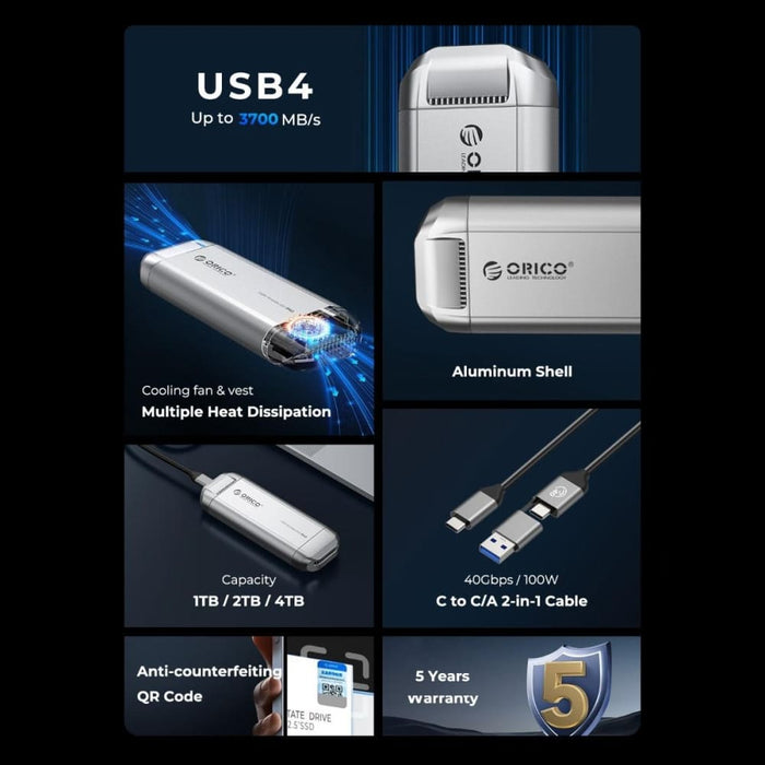 2tb 40gbps Portable Ssd Enclosure Silver