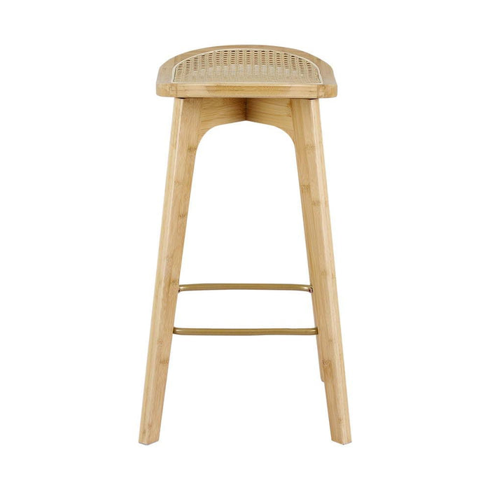 2x Bar Stools Bamboo Rattan Stool Counter Chair Kitchen