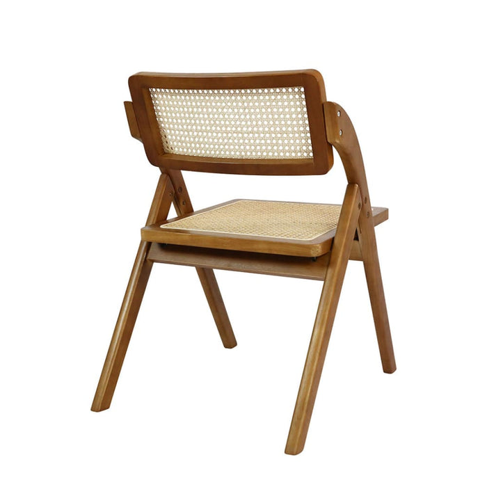2x Foldable Rattan Dining Chairs Walnut