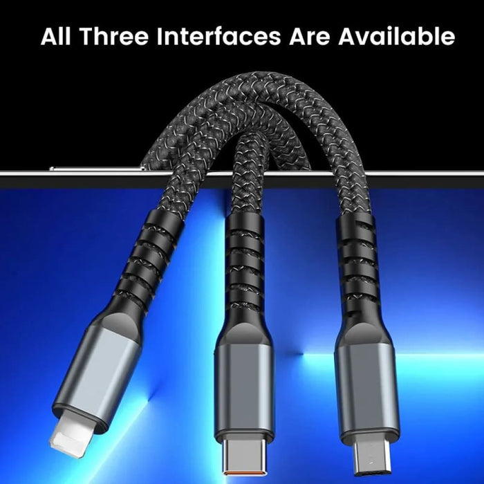 3 In 1 100w Fast Charging Cable For Iphone Samsung Huawei
