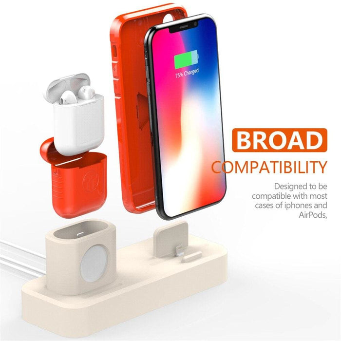 3 In 1 Charging Dock Holder For Iphone x 8 7 6 Silicone