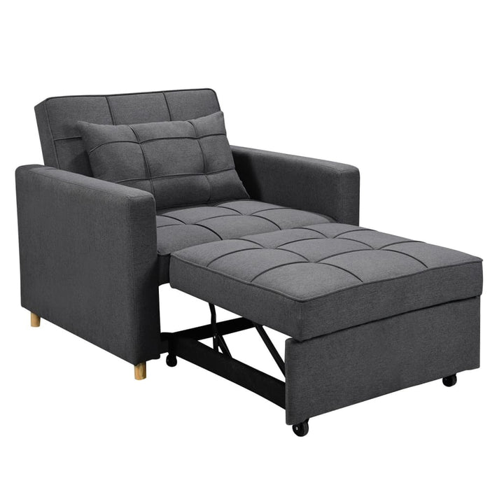 3-in-1 Convertible Lounge Chair Bed by Sarantino - Dark Grey