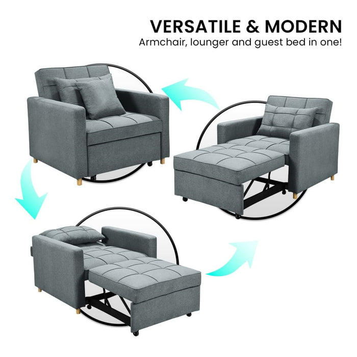 3-in-1 Convertible Sofa Chair Bed by Sarantino - Airforce