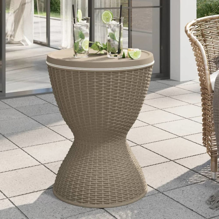 3-in-1 Ice Cooler Table Light Brown Polypropylene Tlaopn