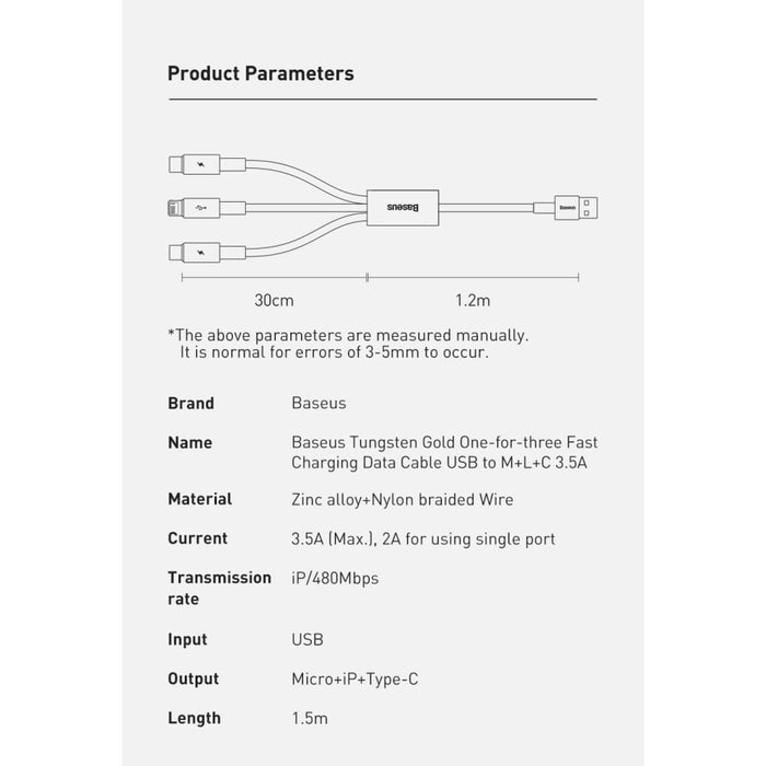 3 In-1 Fast Charging Usb c Cable for Iphone 12 x 11 Pro Max