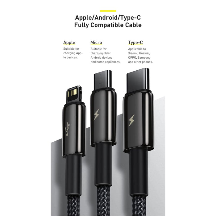 3 In-1 Fast Charging Usb c Cable for Iphone 12 x 11 Pro Max