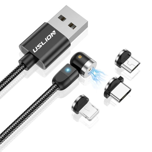 3 In 1 Magnetic Usb Fast Charging Cable With 540 Degree