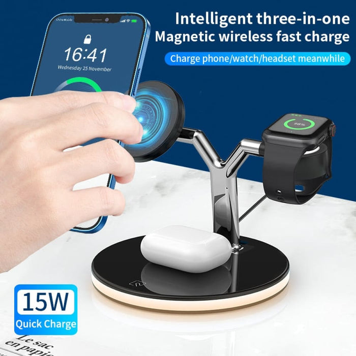 3 In 1 Magnetic Wireless Charger With Touch Sensing
