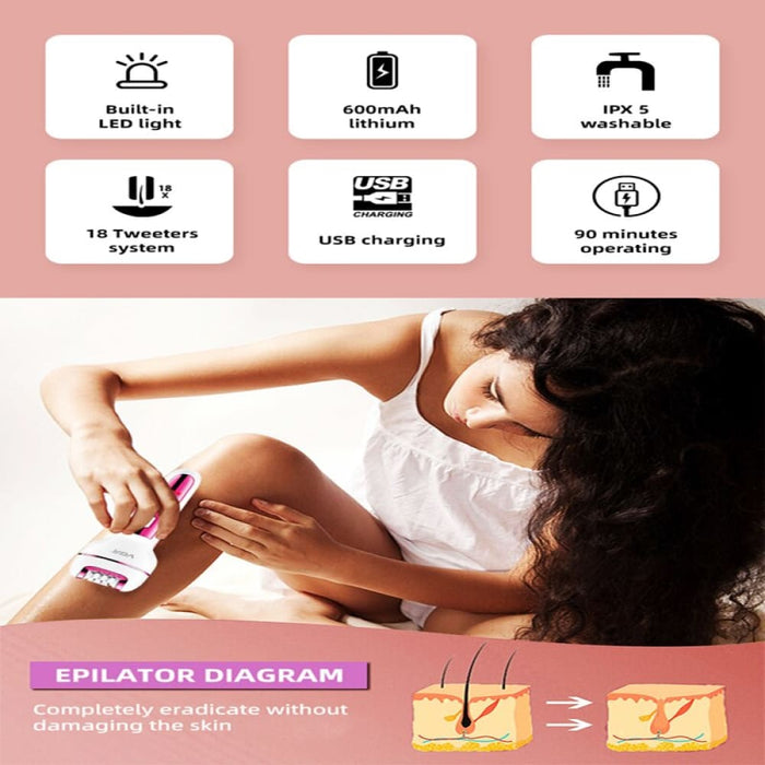 3 In-1 Rechargeable Electric Women Epilator for Body Hair