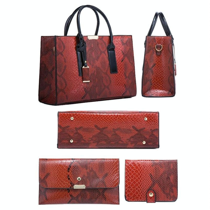 3 In 1 Snakeskin Pattern Fashion Diagonal Handbag