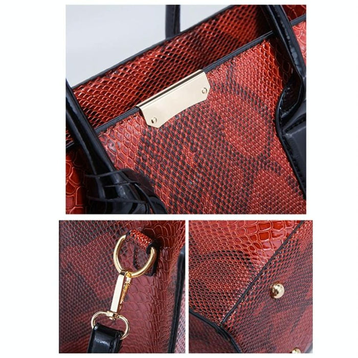 3 In 1 Snakeskin Pattern Fashion Diagonal Handbag