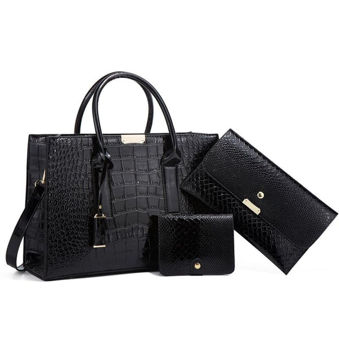 3 In 1 Snakeskin Pattern Fashion Diagonal Handbag