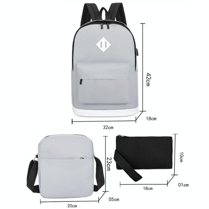 3 In 1 Student Usb Backpack College Style
