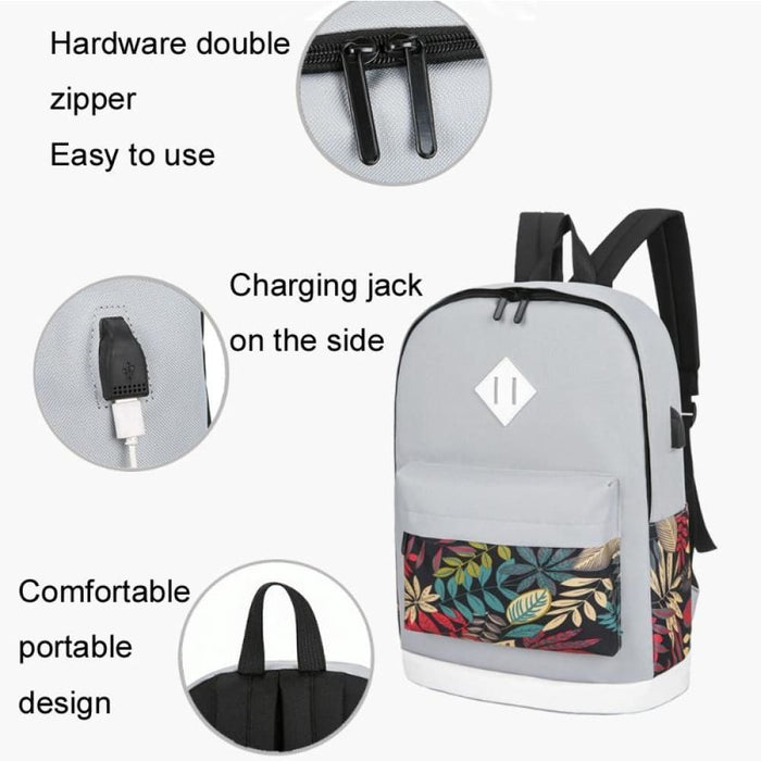 3 In 1 Student Usb Backpack College Style