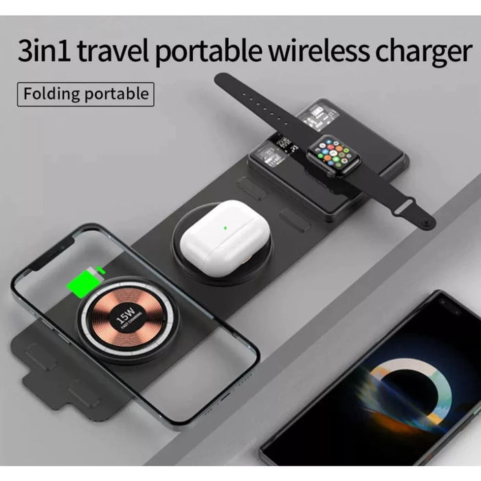 15w 3 In 1 Travel Transparent Foldable Portable Wireless