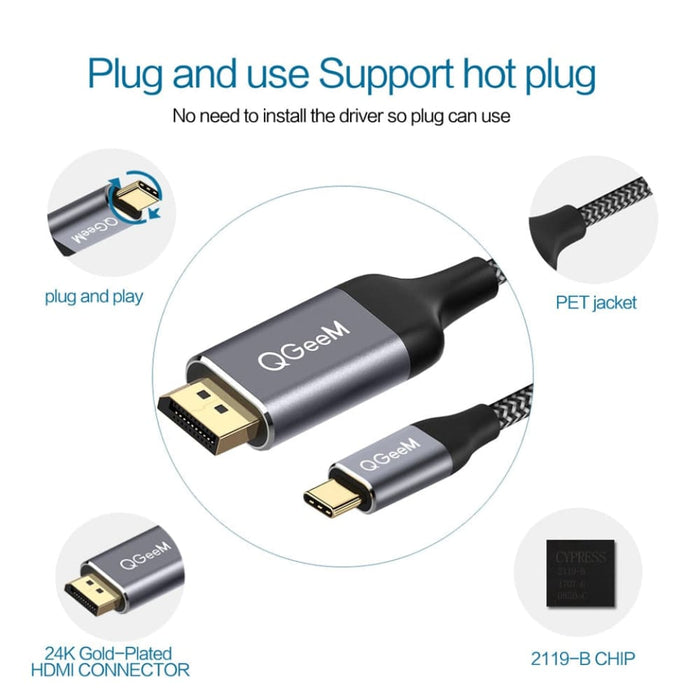 Usb 3.1 Type c Thunderbolt Compatible to Dp Cable