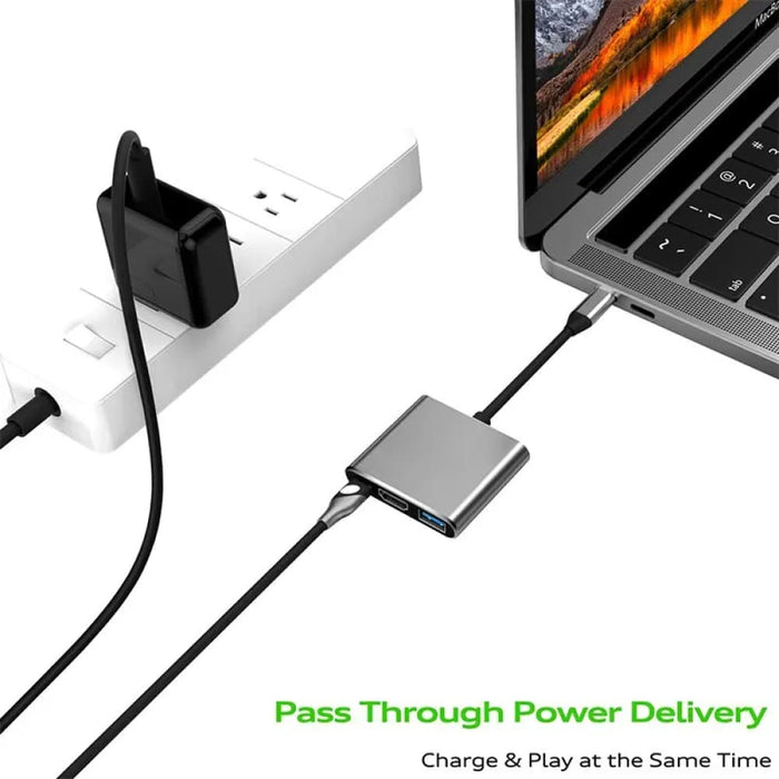 3 in 1 Usb c Hub Type 3.0 to Hdmi Compatible Docking